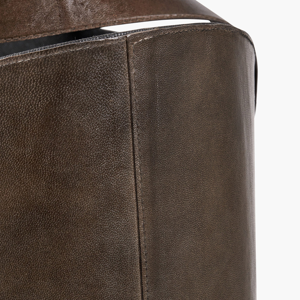 Set of 2 Alessio Peppercorn Leather Handled Storage